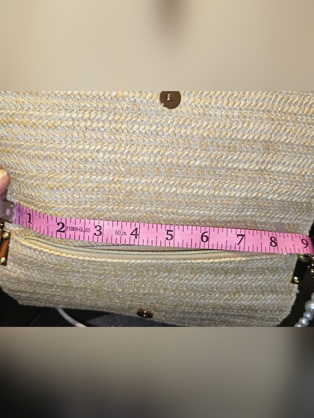Dior Straw Pearl PurseTrim Shoulder Bag in Beige - Picture 10 of 15